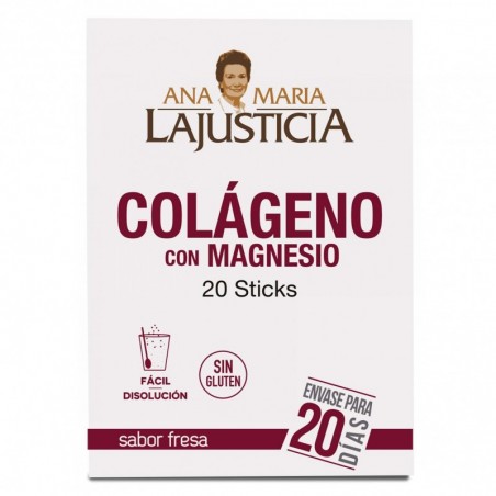 Lajusticia Colágeno con Magnesio Sticks Fresa 20 Sticks