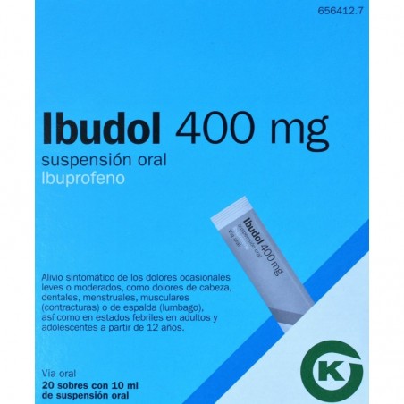 IBUDOL 400 MG SUSPENSION ORAL , 20 sobres