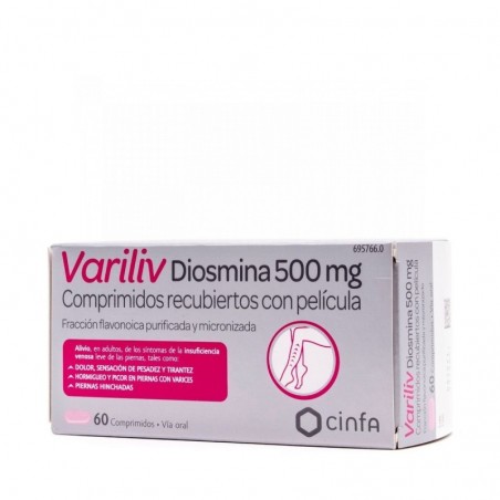 VARILIV DIOSMINA 500 MG COMPRIMIDOS RECUBIERTOS CON PELICULA , 60 comprimidos