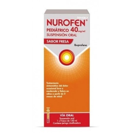 NUROFEN PEDIATRICO 40 MG/ML SUSPENSION ORAL SABOR FRESA , frasco de 150 ml