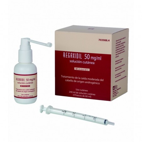 Regaxidil 50 Mg-ml Solucion Cutanea, 4 Frascos de 60 Ml