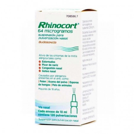 RHINOCORT 64 microgramos SUSPENSION PARA PULVERIZACION NASAL, 1 envase pulverizador de 120 dosis