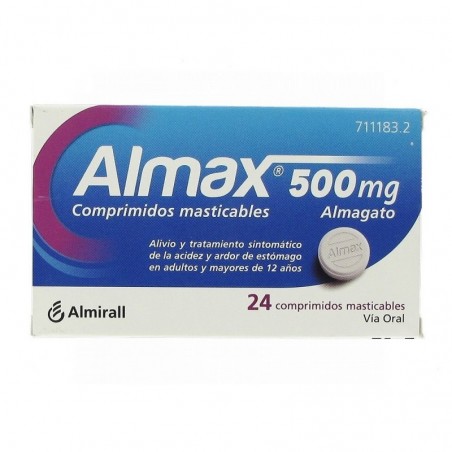 ALMAX 500 mg COMPRIMIDOS MASTICABLES,24 comprimidos