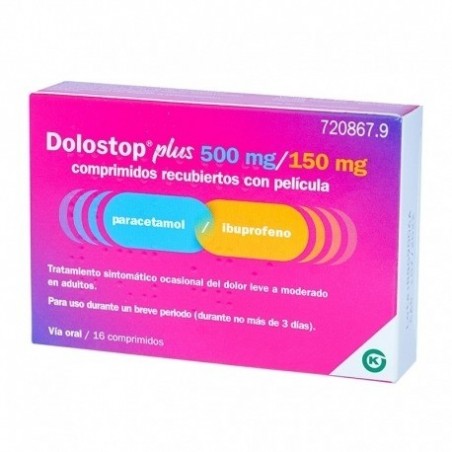 DOLOSTOP PLUS 500 MG/150 MG COMPRIMIDOS RECUBIERTOS CON PELICULA, 16 comprimidos