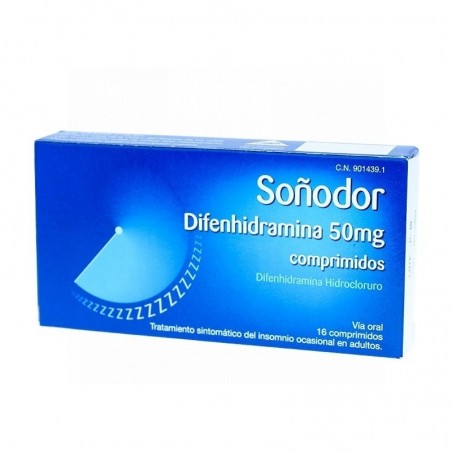 SOÑODOR DIFENHIDRAMINA 50 mg COMPRIMIDOS , 16 comprimidos