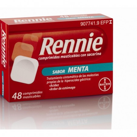 Rennie Comprimidos Masticables con Sacarina, 48 Comprimidos