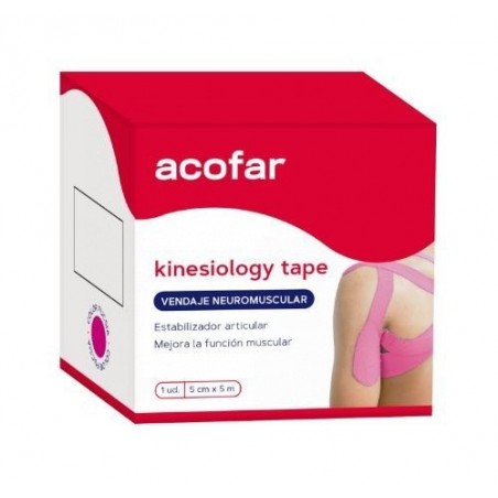 Acofar Kinesiology Tape Vendaje Neuromuscular Color Fucsia 5cm x 5m