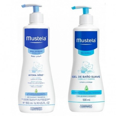 Mustela Duplo Leche Hydra Bebé 500ml + Gel de Baño Suave 500ml