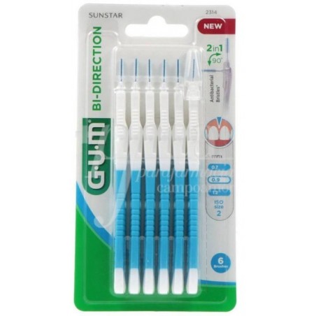 Gum Cepillo Interdental 2314 Bi-Direccion 0.9 MM 6 Unidades