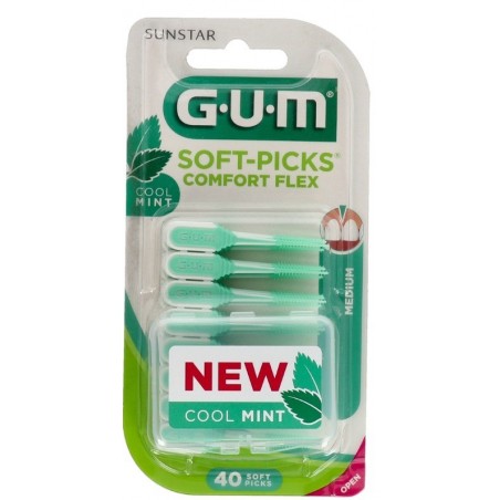 Gum Sotf Picks Confort Flex Mint  Medium 40 Unidades