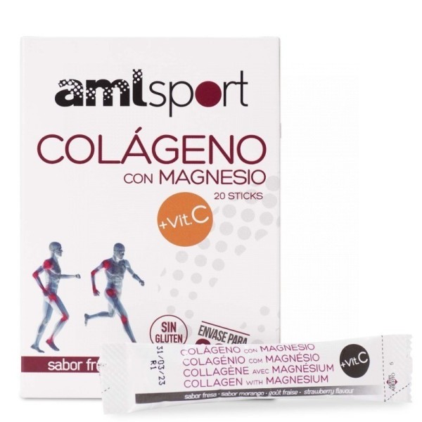 AML Sport Colageno Magnesio Vitamina C Sabor Fresa 20 sticks