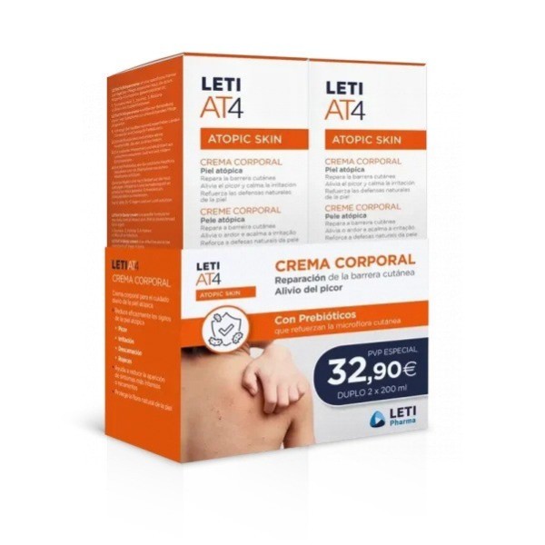 Leti Pack At4 Crema Corporal Para Piel Atópica 2 X 200ml