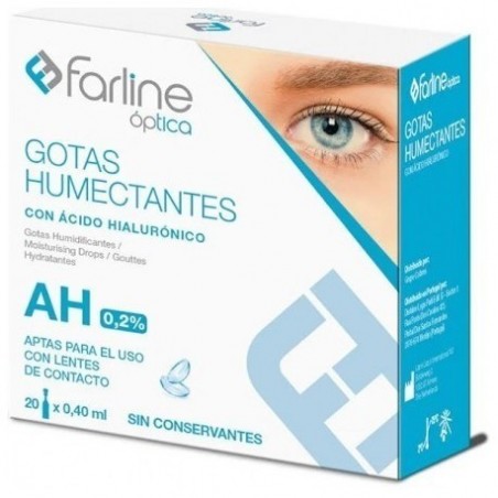 Farline Óptica Gotas Humectantes AH 0.2% Gotas Oftálmicas Estériles 20 Monodosis 0,4ml