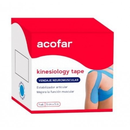 Acofar Kinesiology Tape Vendaje Neuromuscular Color Azul 5cm x 5m