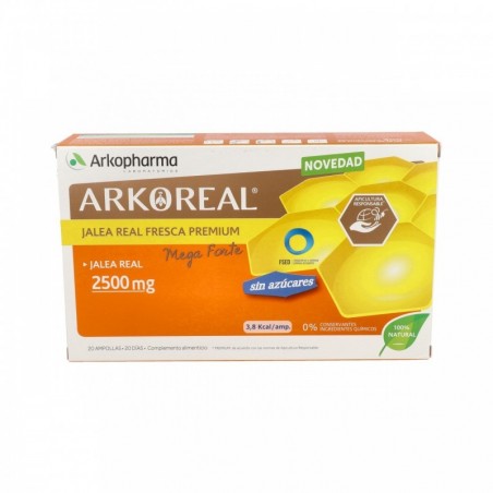 Arkoreal Mega Forte Jalea Real Bio Sin Azúcar 1500mg 20 Ampollas